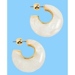 Gorjana Paseo Earrings White Marble Arc Hoops 18K Gold Plated